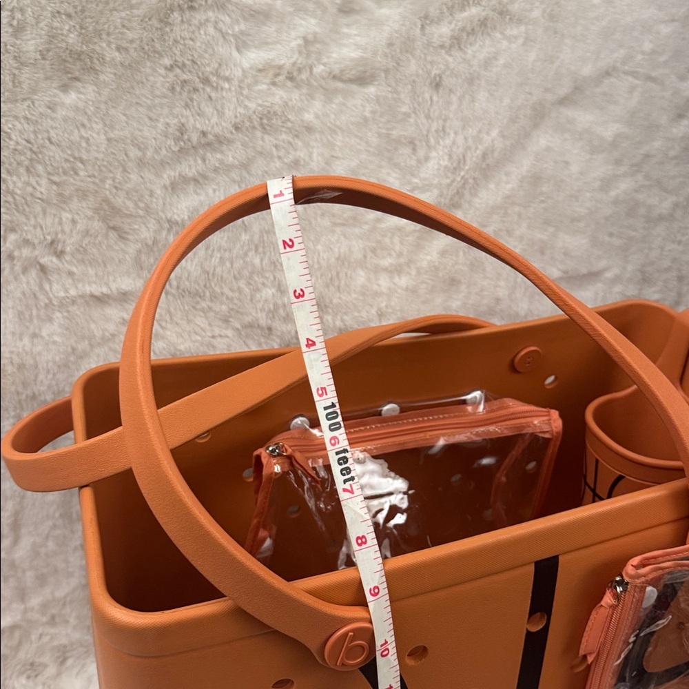 BOGG BAG Orange Basketball-Print Tote with Clear Pouch w free attachments - Picture 9 of 9